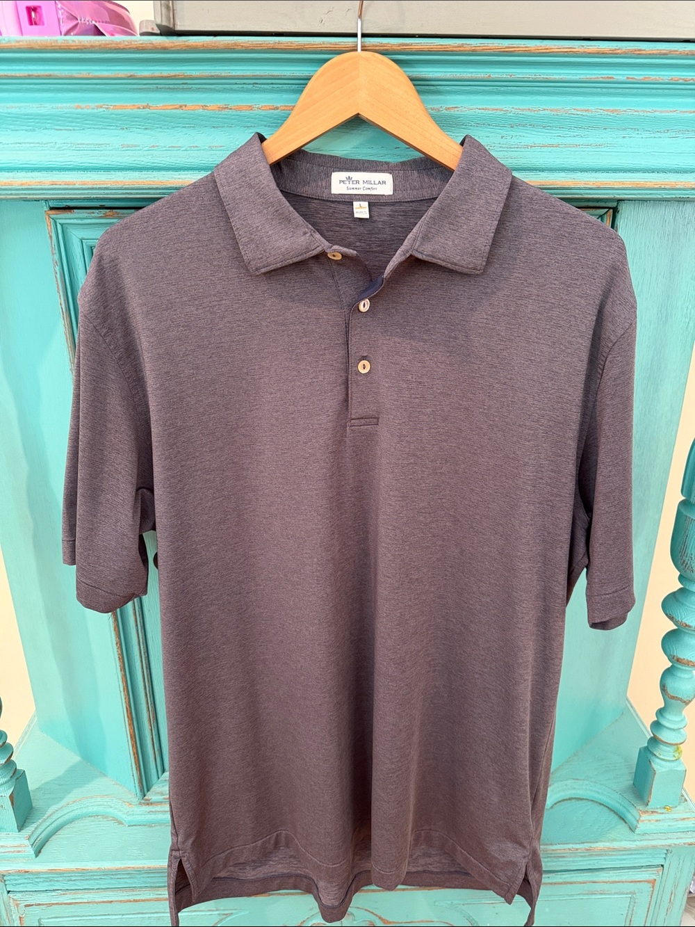 Peter Millar Men's Short-Sleeve Polo — Charcoal
